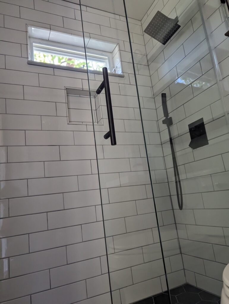 Bathroom Remodel Glass Barn Door